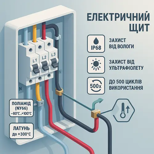 { "alt_text": "Затискачі для кабелів допомагають організувати кабелі та забезпечують їхній порядок." }